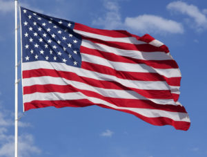 American flag flying in the wind